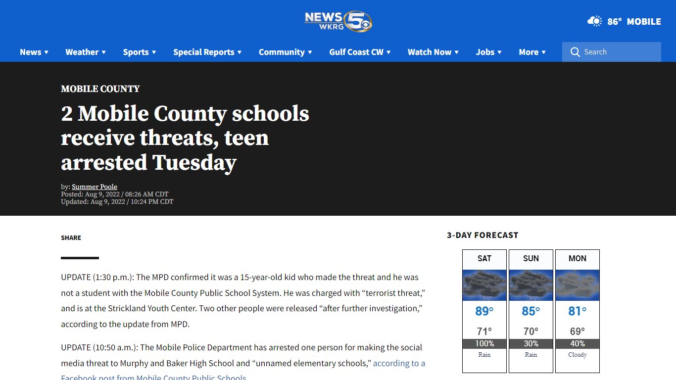 2 Mobile County schools receive threats, teen arrested Tuesday